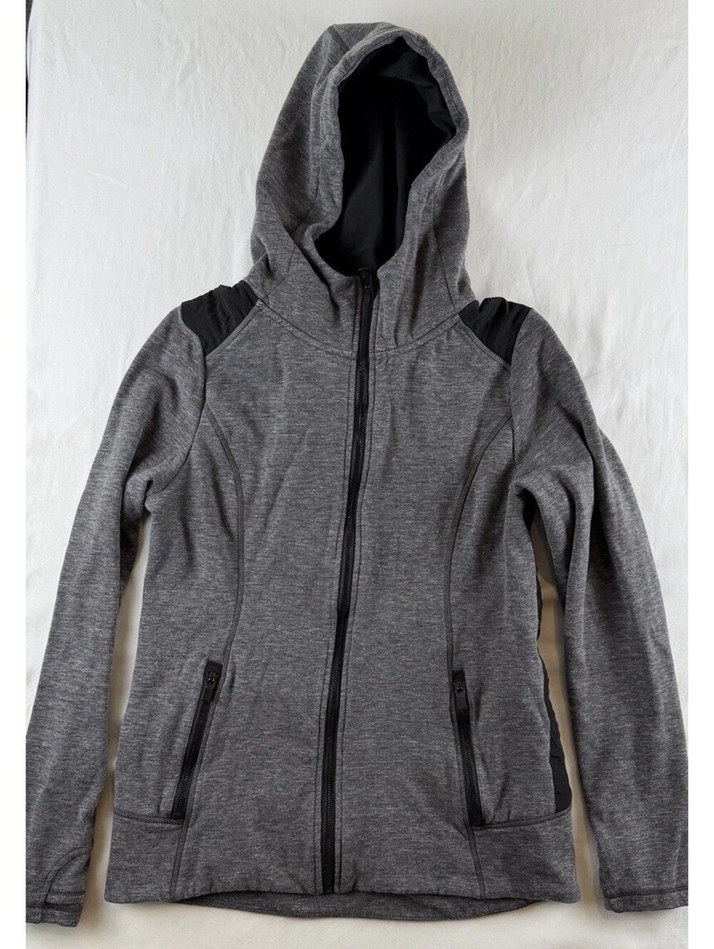 90 Degree By Reflex Womens Gray Fleece Lined Hooded Jacket Full Zip M